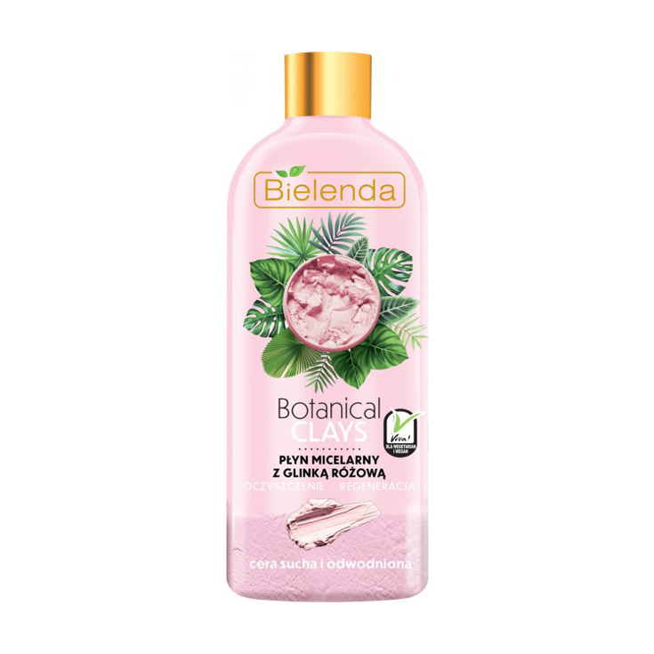 Міцелярна вода для обличчя Bielenda Botanical Clays Vegan з рожевою глиною, 500 мл